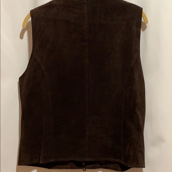 VTG SAGUARO WEST SUEDE LEATHER VEST CHOCOLATE BROWN ZIPPER CLOSE - Picture 5 of 6